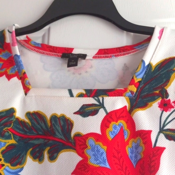 Ann Taylor Factory SP NWOT Top Floral Short Sleeve Square Neck Top Ca… - Picture 3 of 6